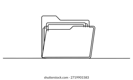 Ilustración de arte lineal continuo mínimo de la pila de carpetas de archivos, concepto de almacenamiento de documentos de esquema abstracto para oficina, datos y diseño de organización