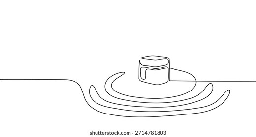Minimal Continuous Line Art of Kaaba with Tawaf Movement Lines Representing Hajj and Umrah Rituals