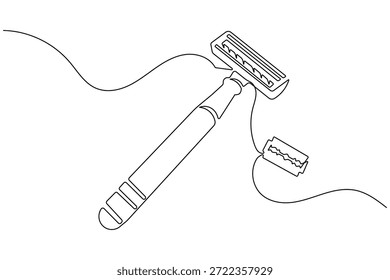 Mínima parte de linha contínua do ícone de navalha com ilustração de contorno abstrato