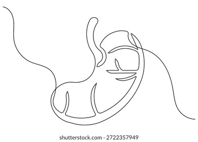 Minimal continuous line art of stomach icon with abstract outline illustration