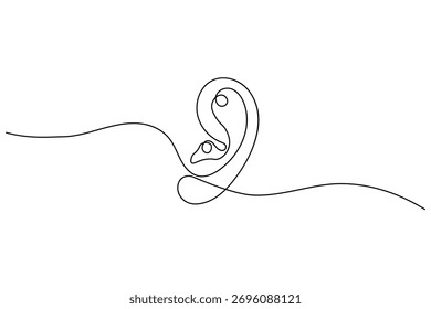 Minimal continuous line drawing of a human ear on a white background, perfect for modern art and design concepts