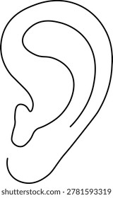 Minimal Continuous Line Ear Icon for Hearing and Audio Healthcare Design