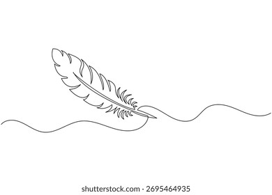Minimal continuous line feather outline drawing vector illustration