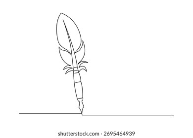 Ilustración vectorial de dibujo de contorno de plumas de línea continua mínima