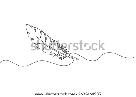 Minimal continuous line feather outline drawing vector illustration