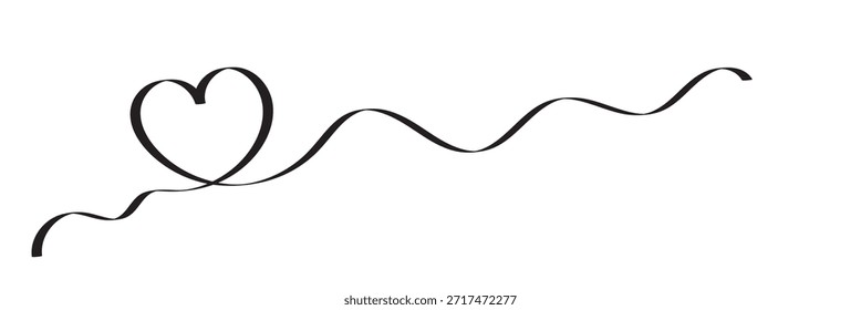 Minimal continuous line heart illustration. Simple black continuous line forming a heart shape on white background, symbolizing love, connection, and minimal romantic design.
