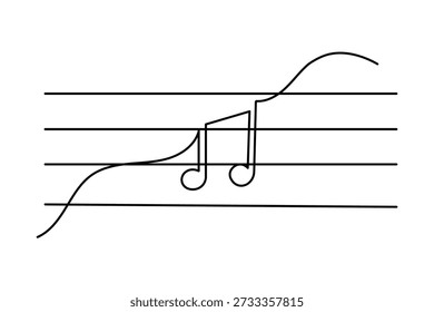 Minimal durchgehende Linienmusik Noten abstrakte Melodie Symbol für modernes kreatives Design und Dekoration