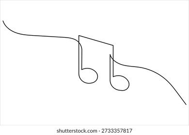 Minimal continuous line music notes abstract melody symbol for modern creative design and decoration