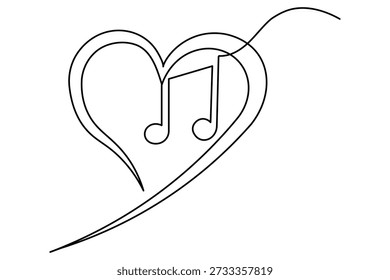 Minimal durchgehende Linienmusik Noten abstrakte Melodie Symbol für modernes kreatives Design und Dekoration
