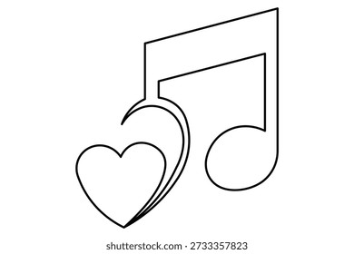 Minimal continuous line music notes abstract melody symbol for modern creative design and decoration