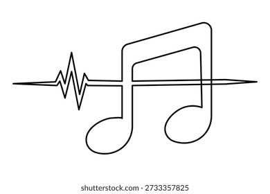 Minimal durchgehende Linienmusik Noten abstrakte Melodie Symbol für modernes kreatives Design und Dekoration