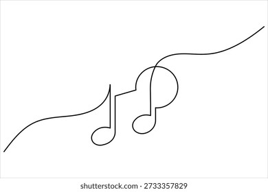 Mínima linha contínua notas de música símbolo de melodia abstrata para design criativo moderno e decoração