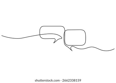 Desenho contínuo mínimo de uma linha de uma bolha de fala em um fundo branco. Perfeito para designs modernos.