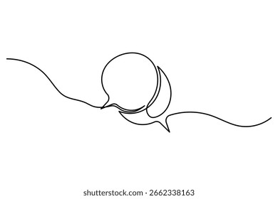 Minimal continuous one line drawing of a speech bubble on a white background. Perfect for modern designs.