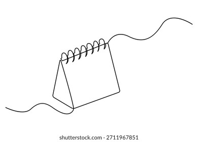 Dibujo continuo mínimo de una línea de un esquema de calendario Ilustración simple del planificador de fechas
