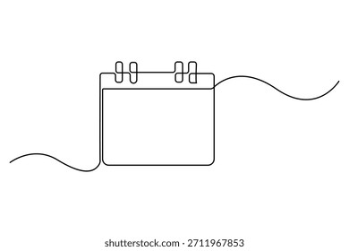 Dibujo continuo mínimo de una línea de un esquema de calendario Ilustración simple del planificador de fechas
