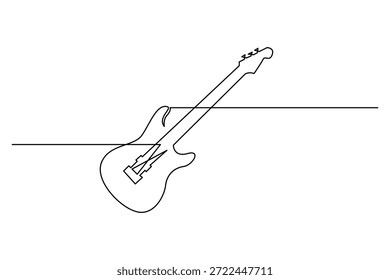 Minimale durchgehende einzeilige Zeichnung Illustration E-Bass-Gitarre für Low-End-Frequenz und Rhythmus-Abschnitt Musikkonzepte.