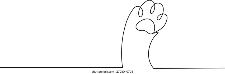 Mínimo contínuo uma linha desenho ilustração pata cão apontando para cima