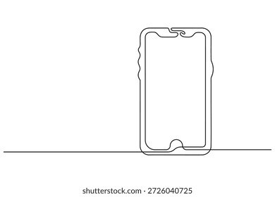 Ilustración de dibujo de una línea continua mínima simple dispositivo móvil de teléfono inteligente gadget