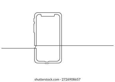 Smartphone continuo mínimo de la ilustración del dibujo de una línea con diseño de interfaz de pantalla dividida