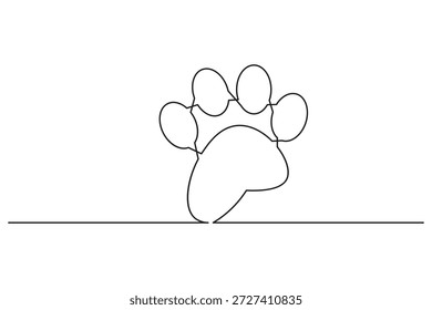 Ilustración de dibujo de una línea continua mínima icono simétrico de impresión de pata de perro mascota