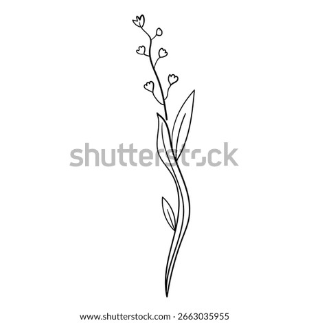 Minimal contour floral element in elegant linear style.