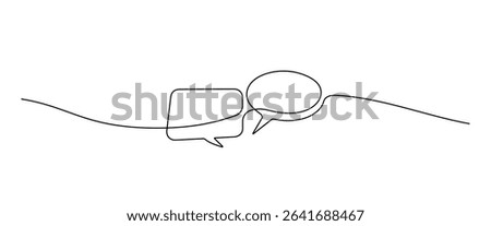 Minimal Conversation Icon. One Line Chat Cloud Vector Template