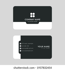 Minimal Corporate Business card, Simple dark business card template, Visiting card template with editable vector file.