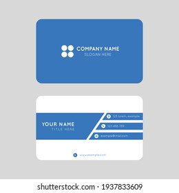 Minimal Corporate Business card, Simple blue business card template, Visiting card template with editable vector file.