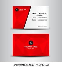 Minimal Corporate Business card vector background,flyer design,red polygon background,name card template,vector illustration