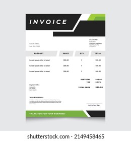 Minimal Corporate Business Invoice Design Template. Design For Invoice, Letterhead, Order form, Receipt, Proforma. Business Stationery Design. Print ready invoice template.