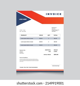 Minimal Corporate Business Invoice Design Template. Print ready invoice template for your business