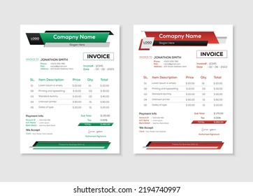 Minimal Corporate Business Invoice design template, print ready invoice template, Invoice minimal design template. Bill form business invoice accounting.