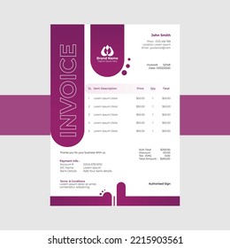 Minimal Corporate Business Invoice Design Vector.