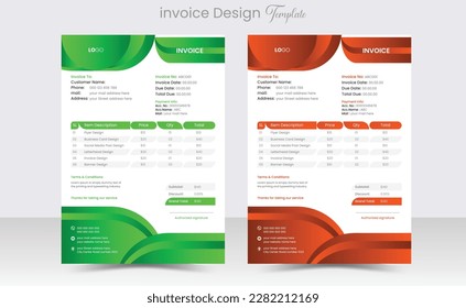 Minimal Corporate Business Invoice design template vector illustration bill form price invoice. Creative invoice template vector. business stationery design payment agreement design template