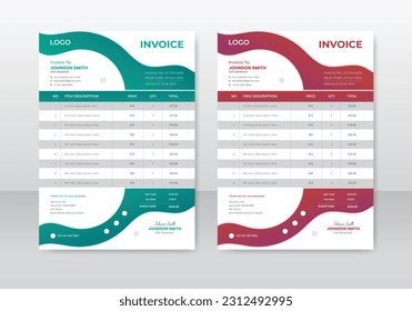 Minimal Corporate Business Invoice design template. Corporate Business Branding Identity, Stationery Design, Letterhead, Business Card, Invoice, Envelope, Startup Design