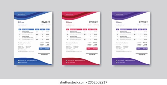 Minimal Corporate Business Invoice design template vector illustration bill form price invoice. Creative invoice template vector. business stationery design payment agreement design template
