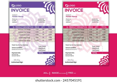 Minimal Corporate Business Invoice design template
