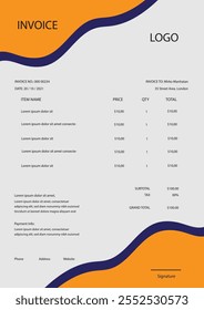 Minimal Corporate Business Invoice design template vector illustration bill form price invoice. Creative invoice template vector. business stationery design