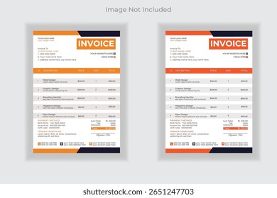 Minimal Corporate Business Invoice design template vector illustration bill form price invoice. Creative invoice template vector