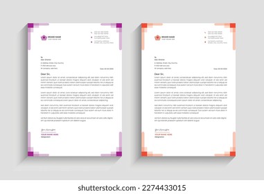 
minimal corporate creative abstract elegant letterhead design template for Business, Letterhead template with blue, yellow, green,  pink color, Letterhead template in flat style. 