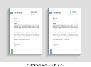 
minimal corporate creative abstract elegant letterhead design template for Business, Letterhead template with blue, yellow, green,  pink color, Letterhead template in flat style. 
