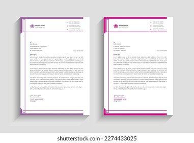 
minimal corporate creative abstract elegant letterhead design template for Business, Letterhead template with blue, yellow, green,  pink color, Letterhead template in flat style. 