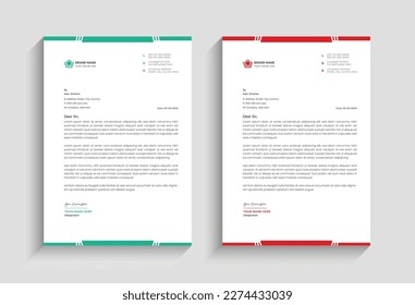 
minimal corporate creative abstract elegant letterhead design template for Business, Letterhead template with blue, yellow, green,  pink color, Letterhead template in flat style. 