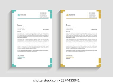 
minimal corporate creative abstract elegant letterhead design template for Business, Letterhead template with blue, yellow, green,  pink color, Letterhead template in flat style. 