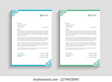 
minimale Corporate Creative abstrakte elegante Briefkopf Design Vorlage für Business, Letterhead Vorlage mit blau, gelb, grün, rosa Farbe, Letterhead Vorlage in flachem Stil. 