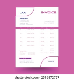 Minimal corporate creative invoice design template
