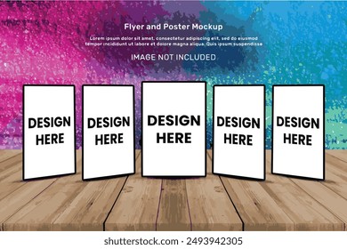 Minimal corporate frame flyer mockup | Two portrait photo frame brochure or invitation mockups | Posters facebook cover mock up template | Perspective view post frame flyer mockup | Modern flyer