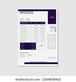minimal corporate invoice template design