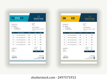 Minimal corporate invoice template design vector